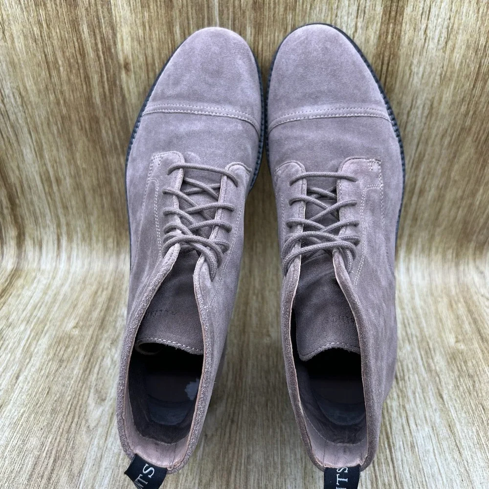 AllSaints Harland‎ Suede Boots Men's Size 10 Grey Cap Toe Lace Up Ankle M063FB